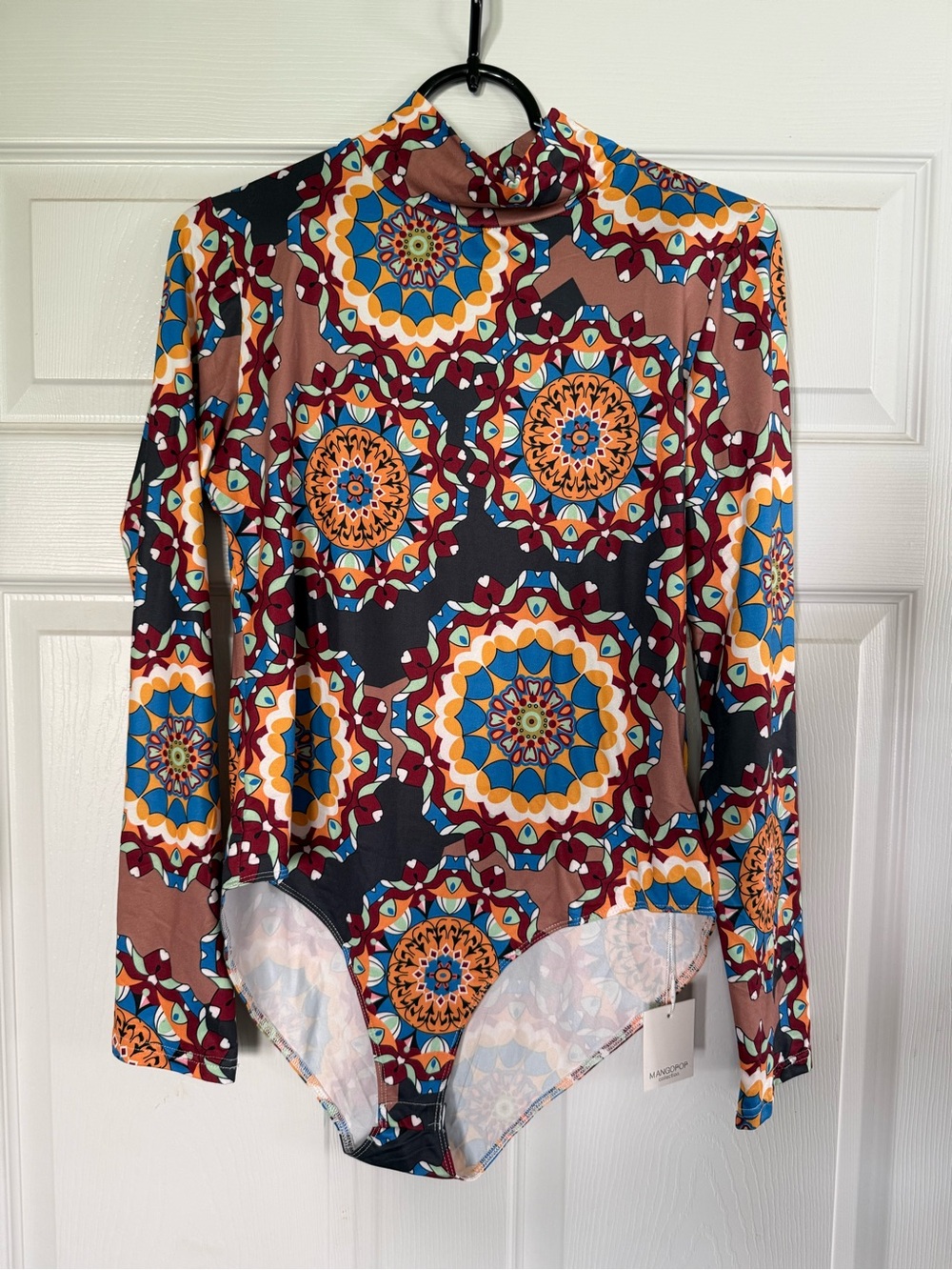 Mango Multicolor Mock Neck Long Sleeve Printed Bodysuit